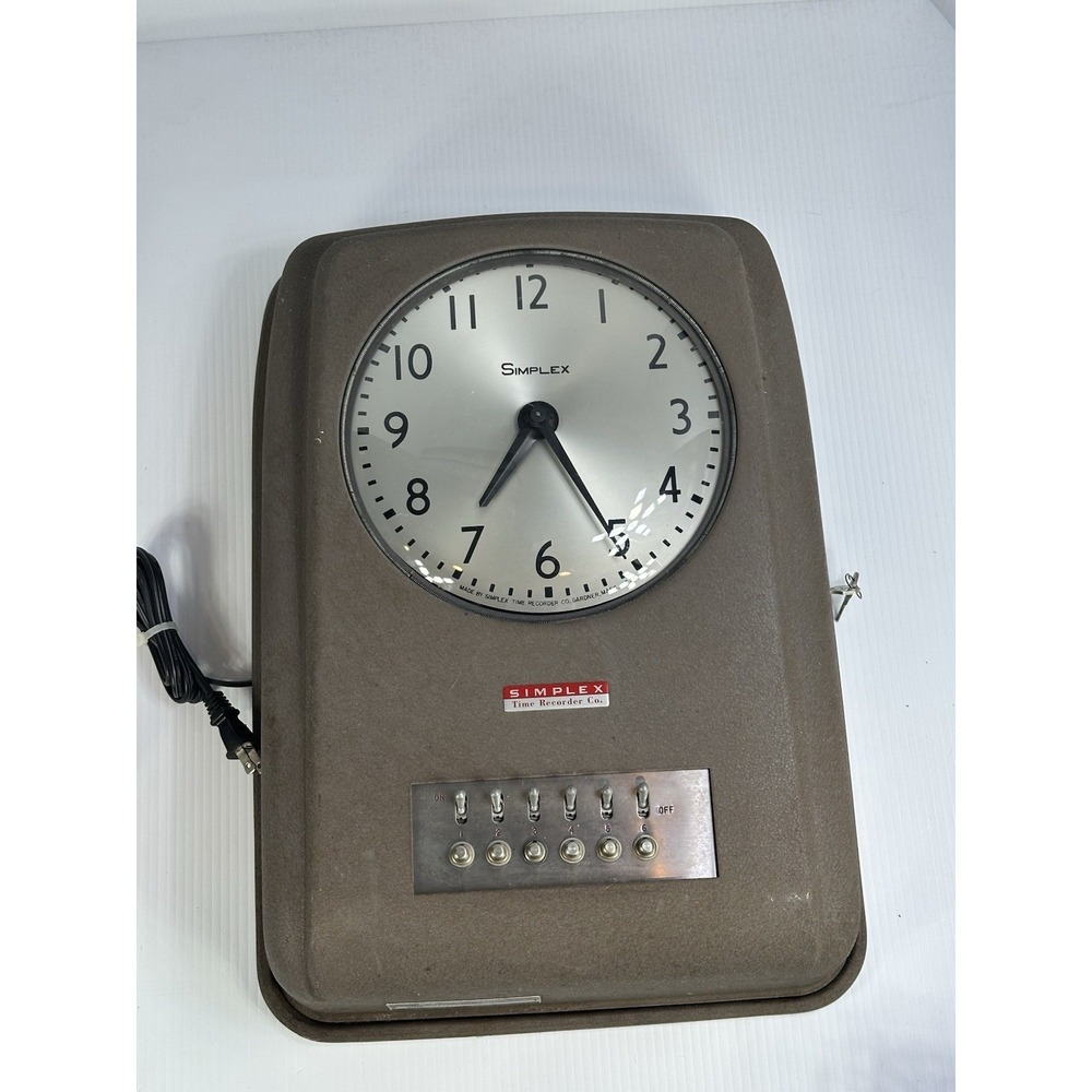 Vintage Simplex Time Recorder Company Clock  Model No. 91-5 Weights 30# AS IS